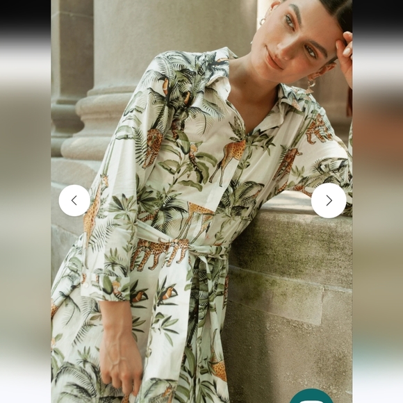 Guadalupe Womens Luciana Jungle Dress White Green Size XSmall Tropical Maxi Long - Picture 3 of 14